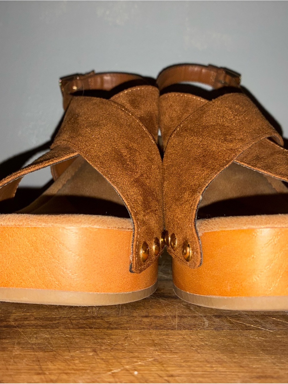 Women's Suede Tan Platform Sandals